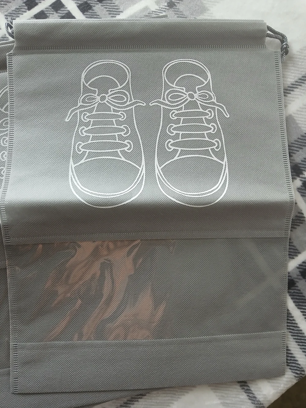 Gray Shoe Storage Bags - Durable Closet Organizers